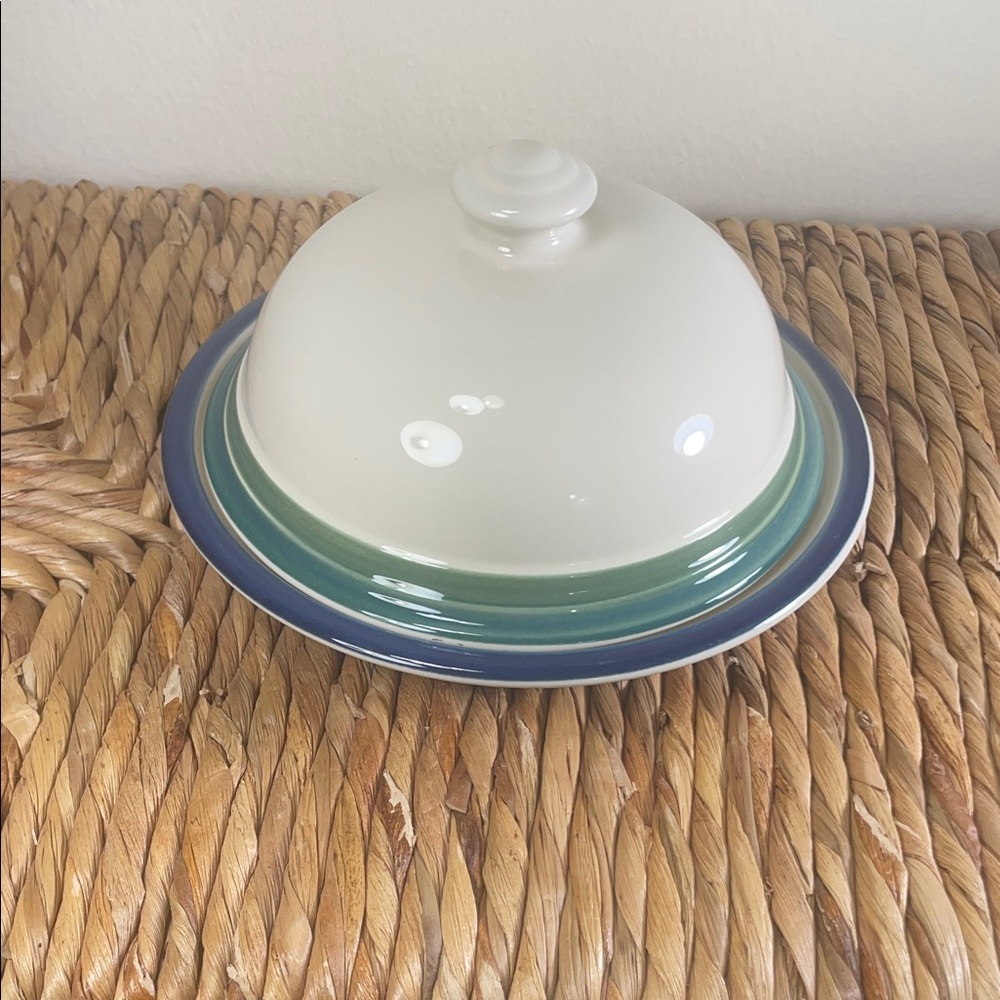 Pfaltzgraff Ocean Breeze Stoneware Butter Dish / Cheese Dome – Vintage